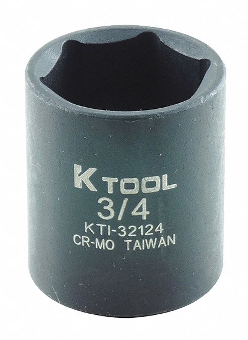 Impact Socket, SAE, 3/4in., 1-3/16in.L, Hex