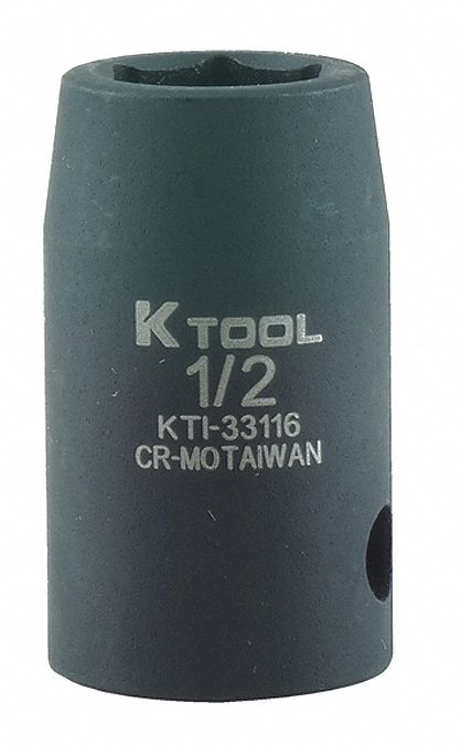 Impact Socket, SAE, 1/2in., 1-1/2in.L, Hex