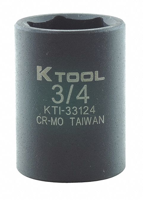 Impact Socket, SAE, 3/4in., 1-1/2in.L, Hex