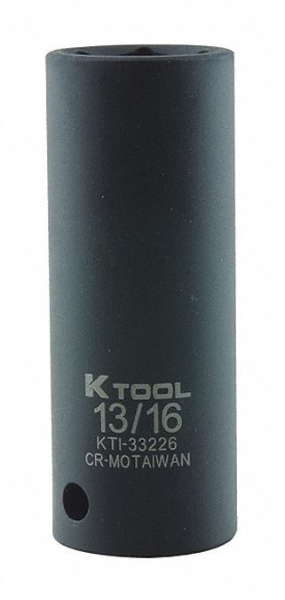 Impact Socket, SAE, 13/16in, 3-1/16in.L, Hex