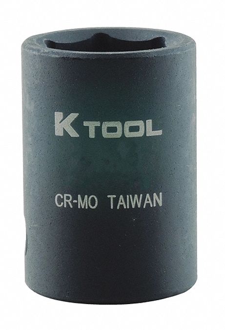 Impact Socket, Metric, 19mm, 1-1/2in.L, Hex