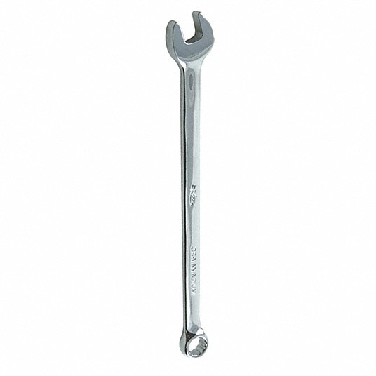 Combination Wrench: Alloy Steel, Chrome, 7 mm Head Size, 5 3/8 in Overall Lg, Offset