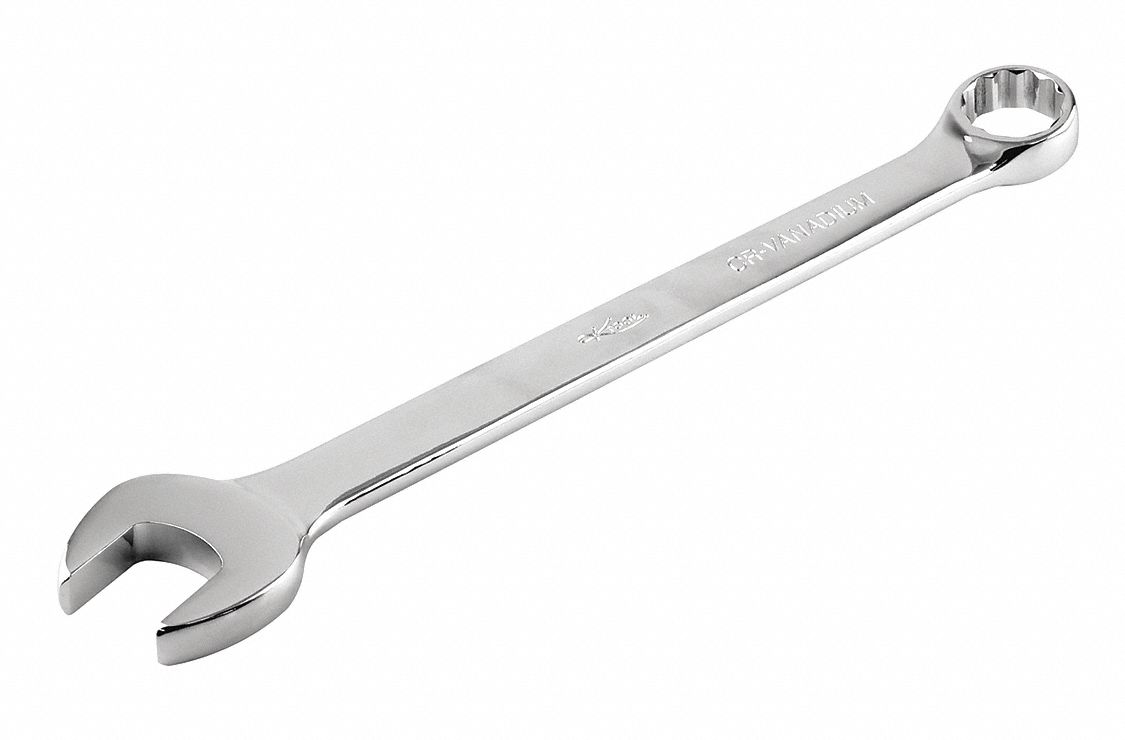 Combination Wrench: Alloy Steel, Chrome, 22 mm Head Size, 11 1/2 in Overall Lg, Offset