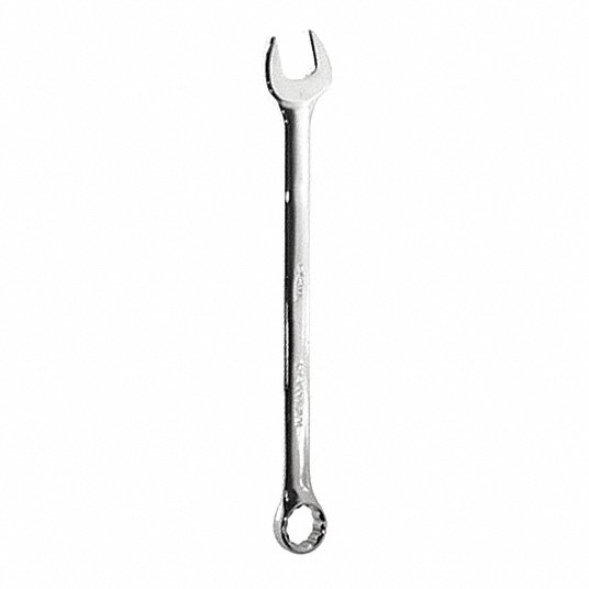 Combination Wrench: Alloy Steel, Chrome, 24 mm Head Size, 12 3/4 in Overall Lg, Offset