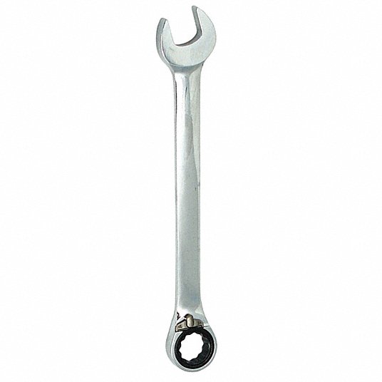 Combination Wrench: Alloy Steel, Chrome, 9/16 in Head Size, 7 1/4 in Overall Lg, Offset