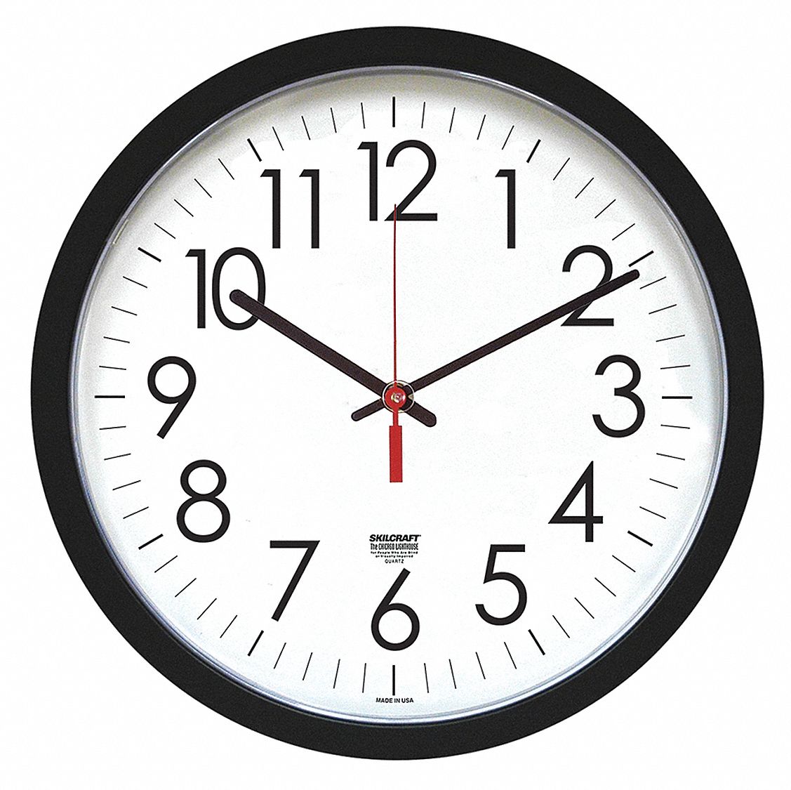 Wall Clock: Memory Chip, Arabic, Round, 12 3/4 in Overall Dia., 12 in Face  Dia., Battery, Analog