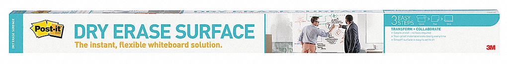 Dry Erase Sheet: 1 Sheets per Roll, 4 ft Overall Ht, 6 ft Overall Wd, Self-Sticking, Plastic