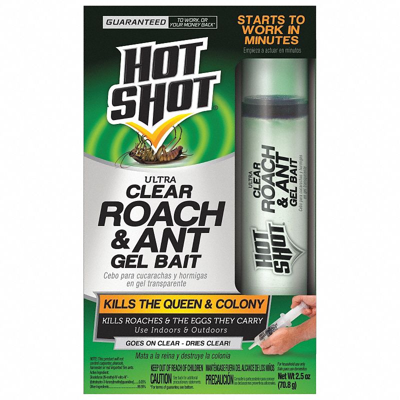 Roach and Ant Killer: Gel, Dinotefuran, DEET-Free, Indoor Only, 2.5 oz, Ants/Roaches