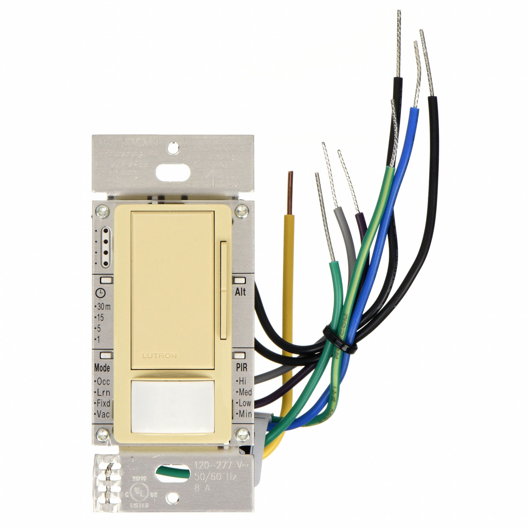 LUTRON Wall Switch Box Hard Wired Dimming Vacancy Sensor, 900 sq ft