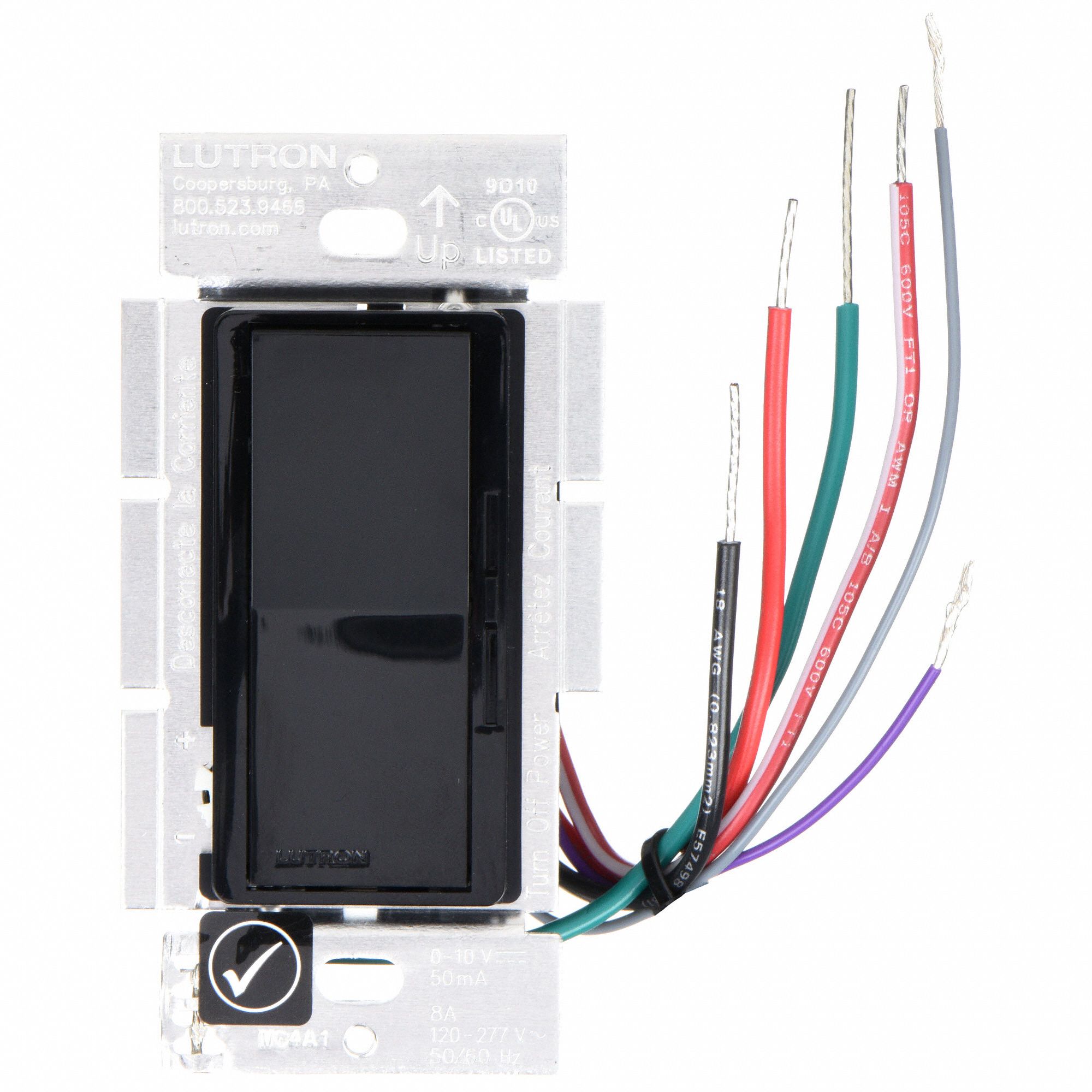 LUTRON Concealed with On/Off Rocker Lighting Dimmer, Fluorescent, LED