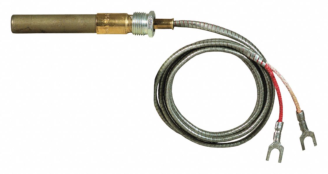 Thermopile: 35 in Cable Lg, Two Lead, Honeywell, 600mV to 750mV, Q314/Q324/Q327/Q377/Q379/Q382