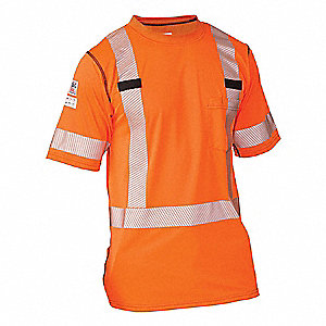 UNISEX HI-VIS SHIRT WITH BUTTONS, L/S, ORANGE, 2XL, 42 1/2 IN CHEST, POLYESTER