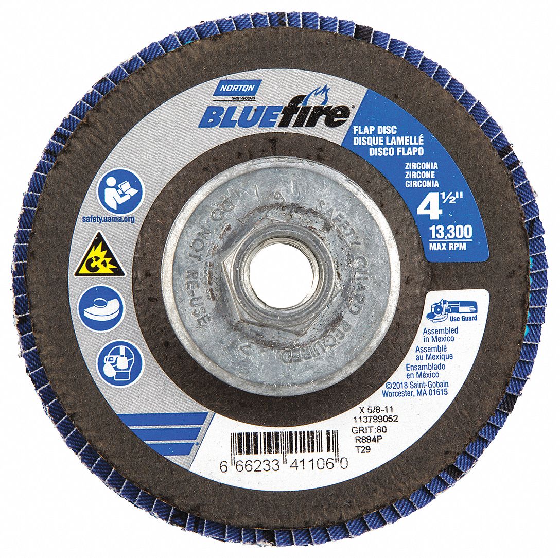 FLAP DISC, TYPE 29, 4½ IN X ⅝