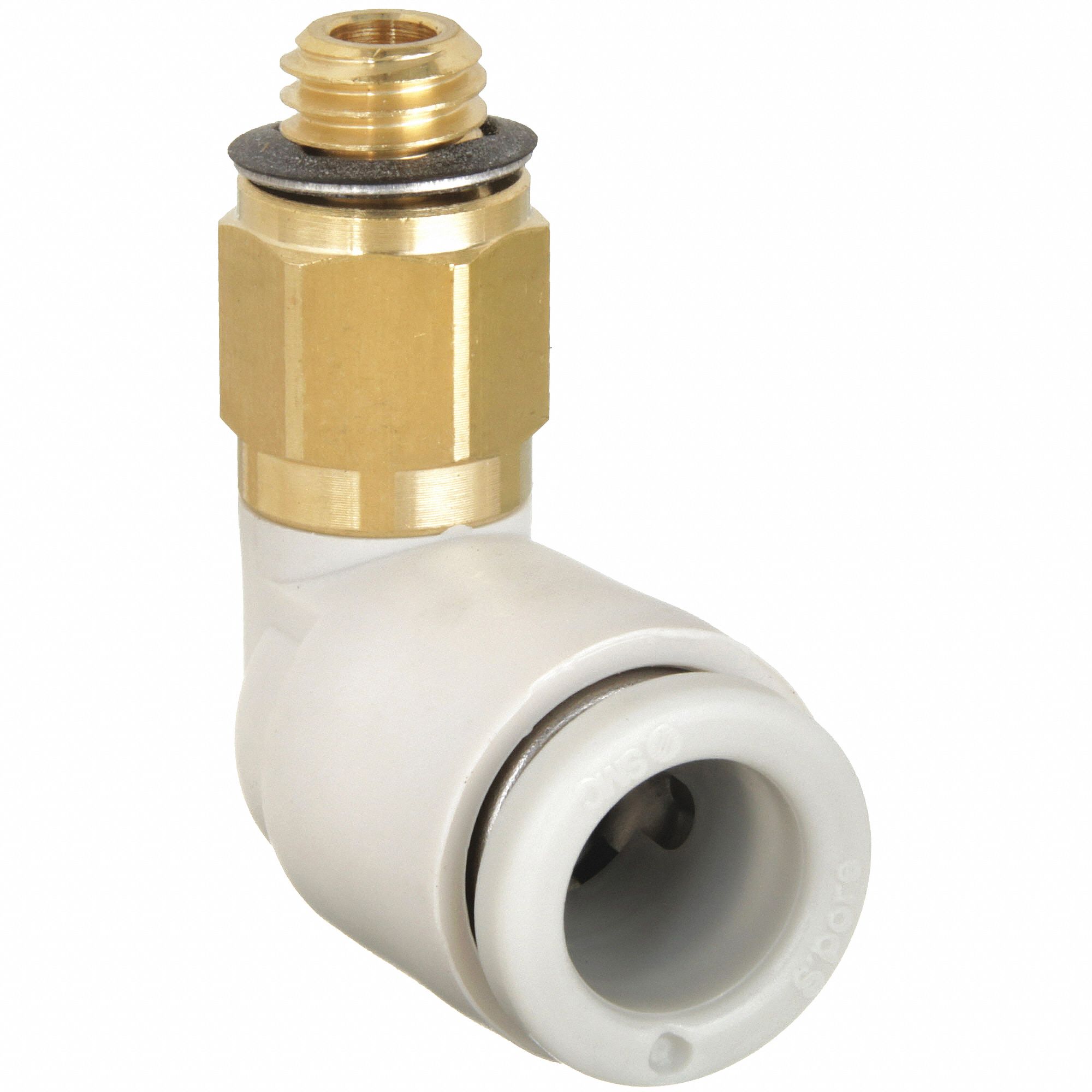 MALE ELBOW: BRASS, PUSH-TO-CONNECT X MALE METRIC, FOR ¼ IN TUBE OD, 5 MM PIPE