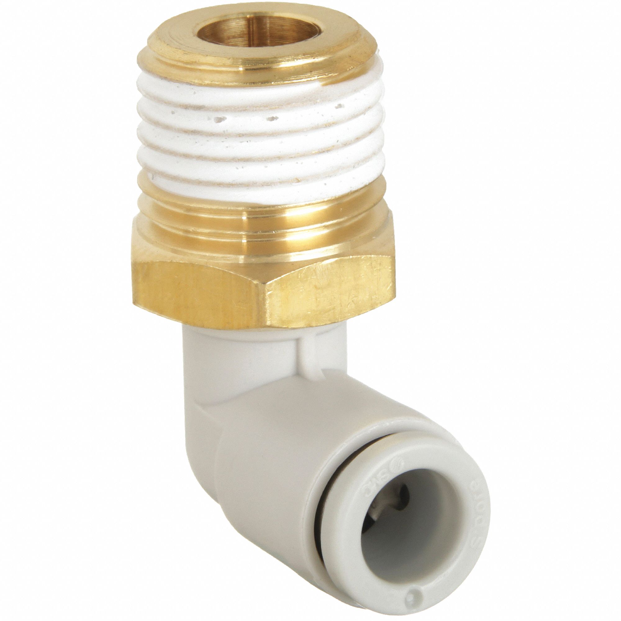 MALE ELBOW: BRASS, PUSH-TO-CONNECT X MBSPT, FOR 10 MM TUBE OD, ⅛ IN PIPE SIZE