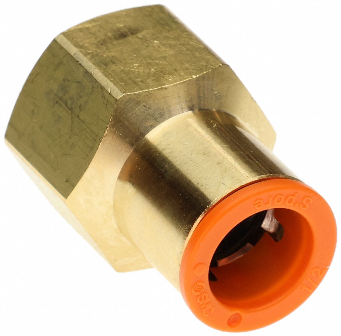 SMC KQ2F03-34A Push-Fit Adapter Fitting – 5/32 Inch Tube To 1/8 FNPT, Brass
