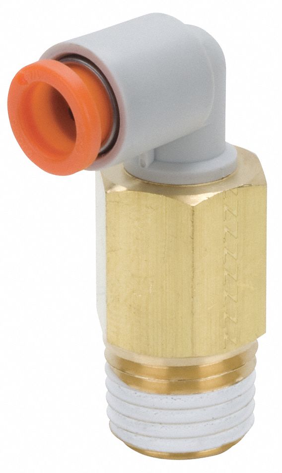 EXTENDED MALE ELBOW: BRASS, PUSH-TO-CONNECT X MNPT, FOR ½ IN TUBE OD, ⅜ IN PIPE SIZE