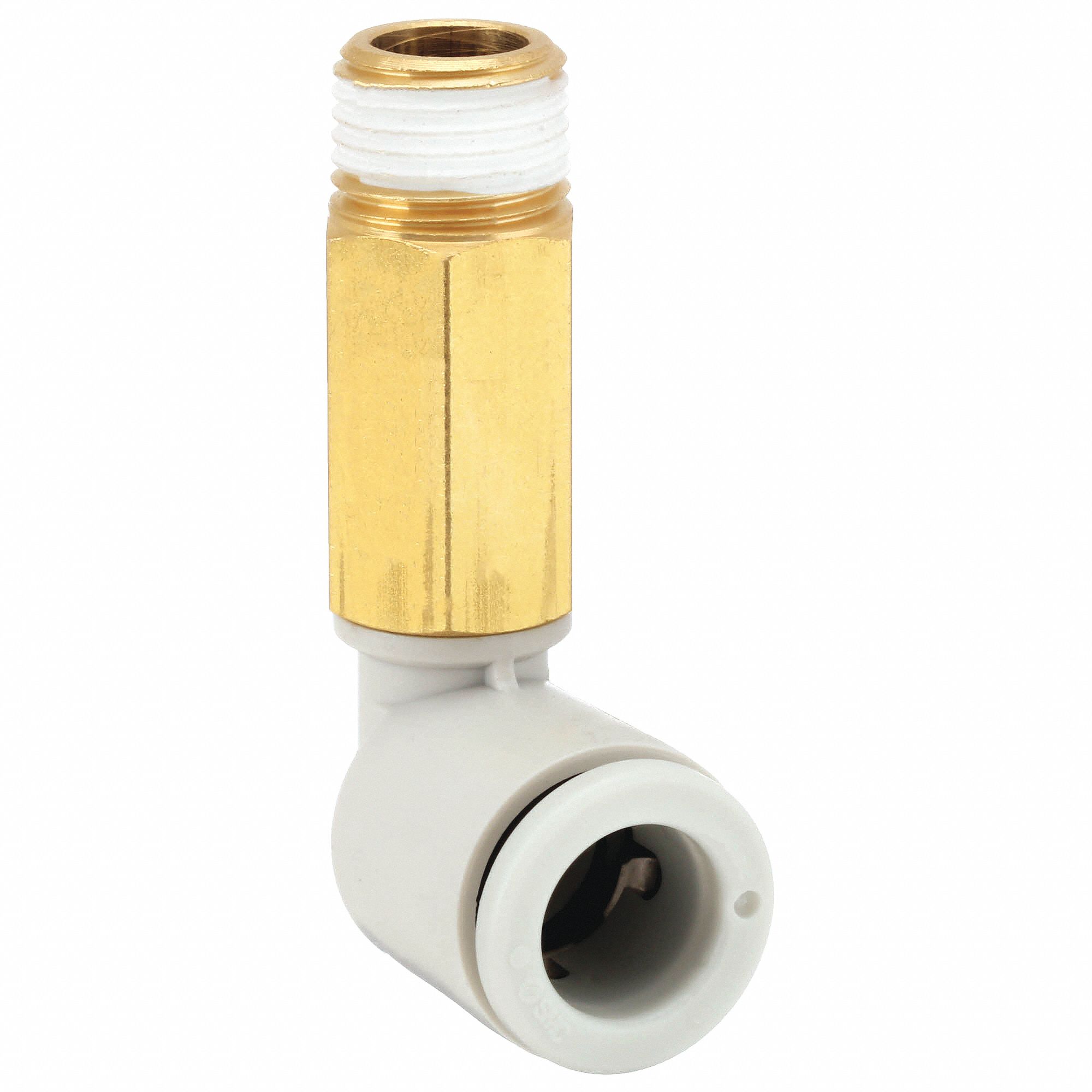 EXTENDED MALE ELBOW: BRASS, PUSH-TO-CONNECT X MBSPT, FOR 12 MM TUBE OD, ⅜ IN PIPE SIZE