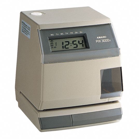 AMANO, Digital, LCD, Time Clock 36X550PIX3000X/A030 Grainger