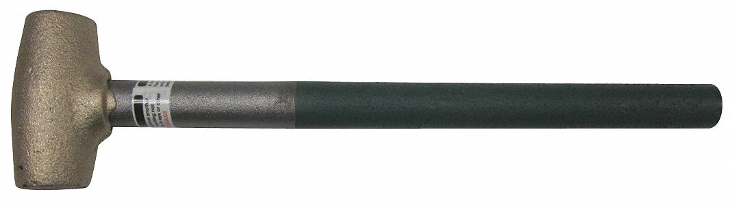 Brass Mallet: Steel Handle, 16 oz Head Wt, 1 in Dia, 2 1/4 in Head Lg, 10 in Overall Lg, Bronze