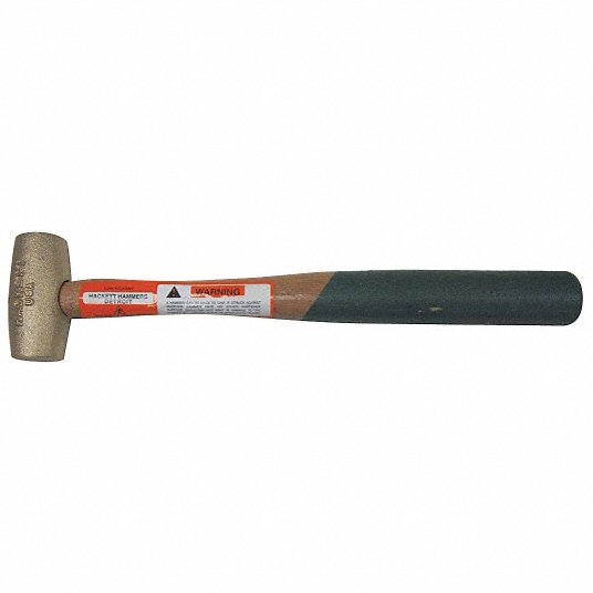 Copper Mallet: Wood Handle, 16 oz Head Wt, 1 1/8 in Dia, 2 5/8 in Head Lg, 10 in Overall Lg, Bronze