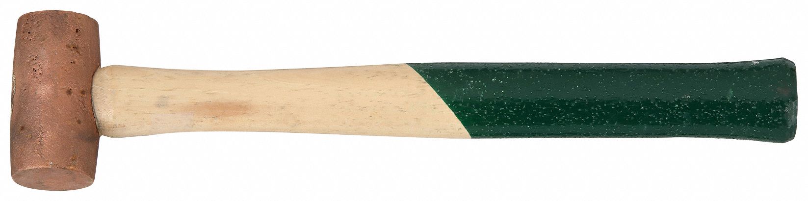 Copper Mallet: Wood Handle, 24 oz Head Wt, 1 1/2 in Dia, 3 1/8 in Head Lg, 14 in Overall Lg, Bronze