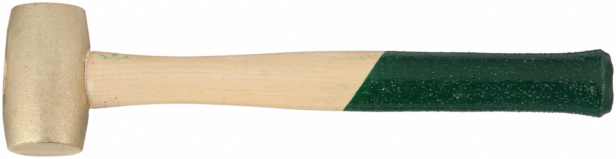Brass Mallet: Wood Handle, 2 1/2 lb Head Wt, 1 3/4 in Dia, 3 1/4 in Head Lg, 14 in Overall Lg