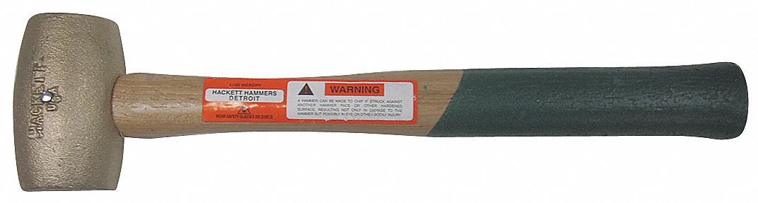 Copper Mallet: Wood Handle, 2 1/2 lb Head Wt, 1 3/4 in Dia, 3 1/4 in Head Lg, 14 in Overall Lg