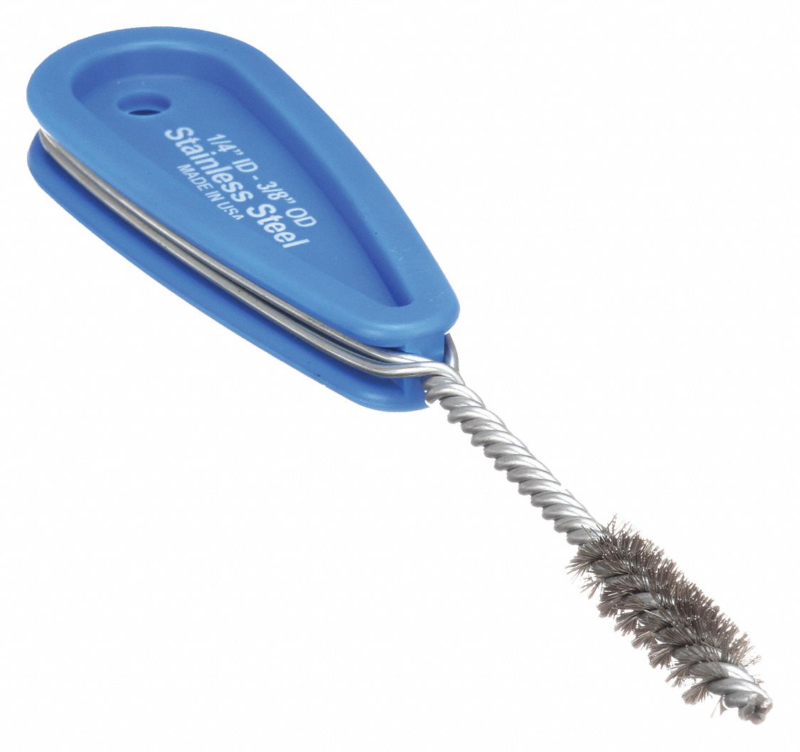 PLUMBING BRUSH, TEARDROP HANDLE, STAINLESS STEEL BRISTLE, SILVER, 0.94 IN BRUSH DIA