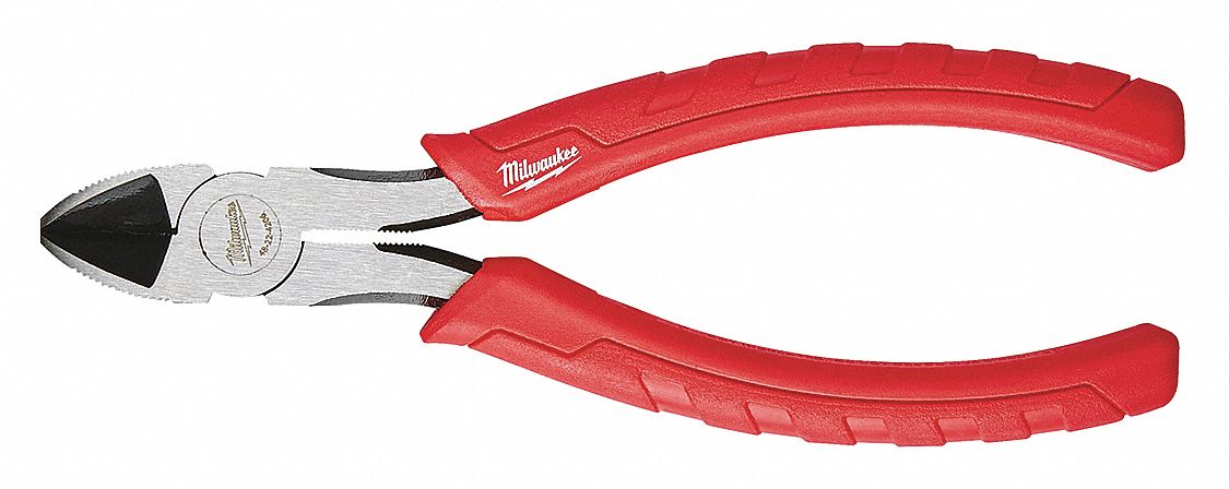 Diagonal Cutting Plier: Flush, Straight, 3/4 in Jaw Lg, 3/8 in Jaw Wd, 6 in Overall Lg, Tether Ready