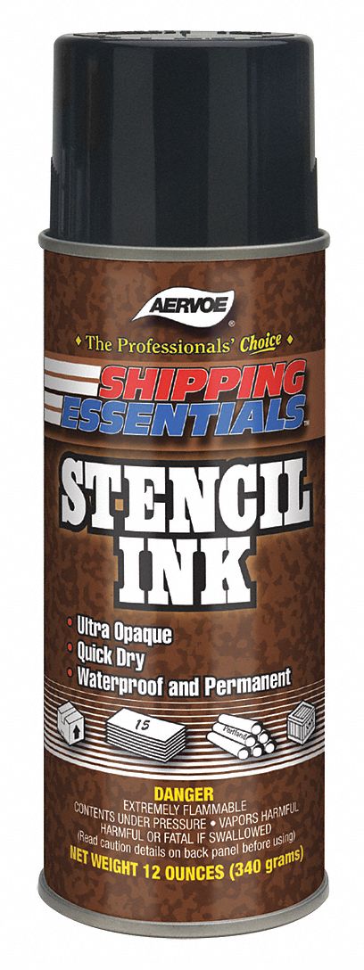 STENCIL INK, RED, 12 OZ CONTAINER SIZE, WATERPROOF, AEROSOL