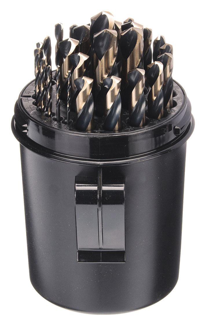 JEU FORETS LONGS MÉCANICIJEU, FORET PLUS PETIT 1/16 PO, 29 FORETS, OXYDE NOIR, ACIER RAPIDE