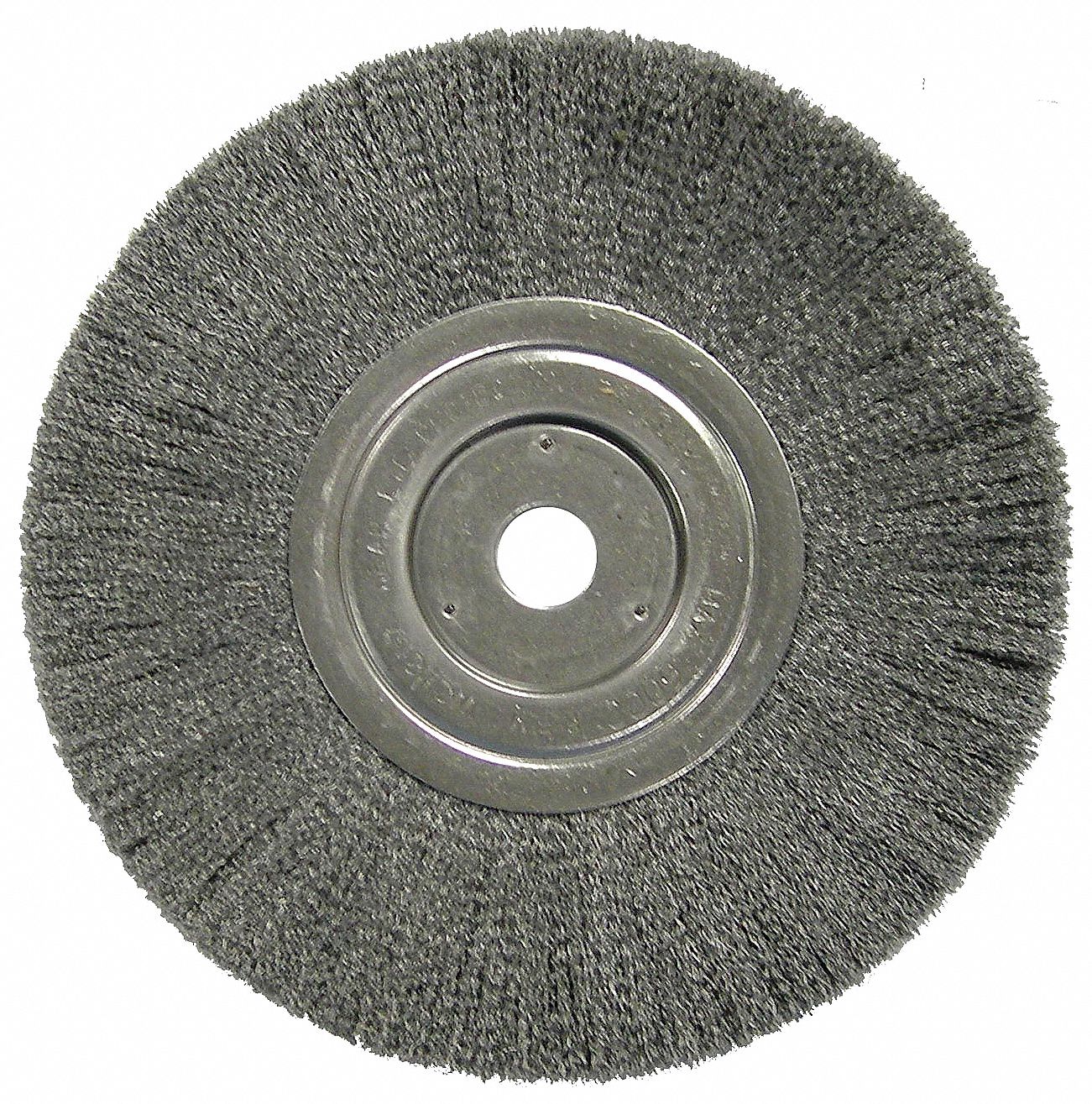 WIRE WHEEL BRUSH, CRIMPED STEEL, 8 IN DIAMETER X ¾ IN W, ¾ IN ARBOUR, 0.008 IN FILL