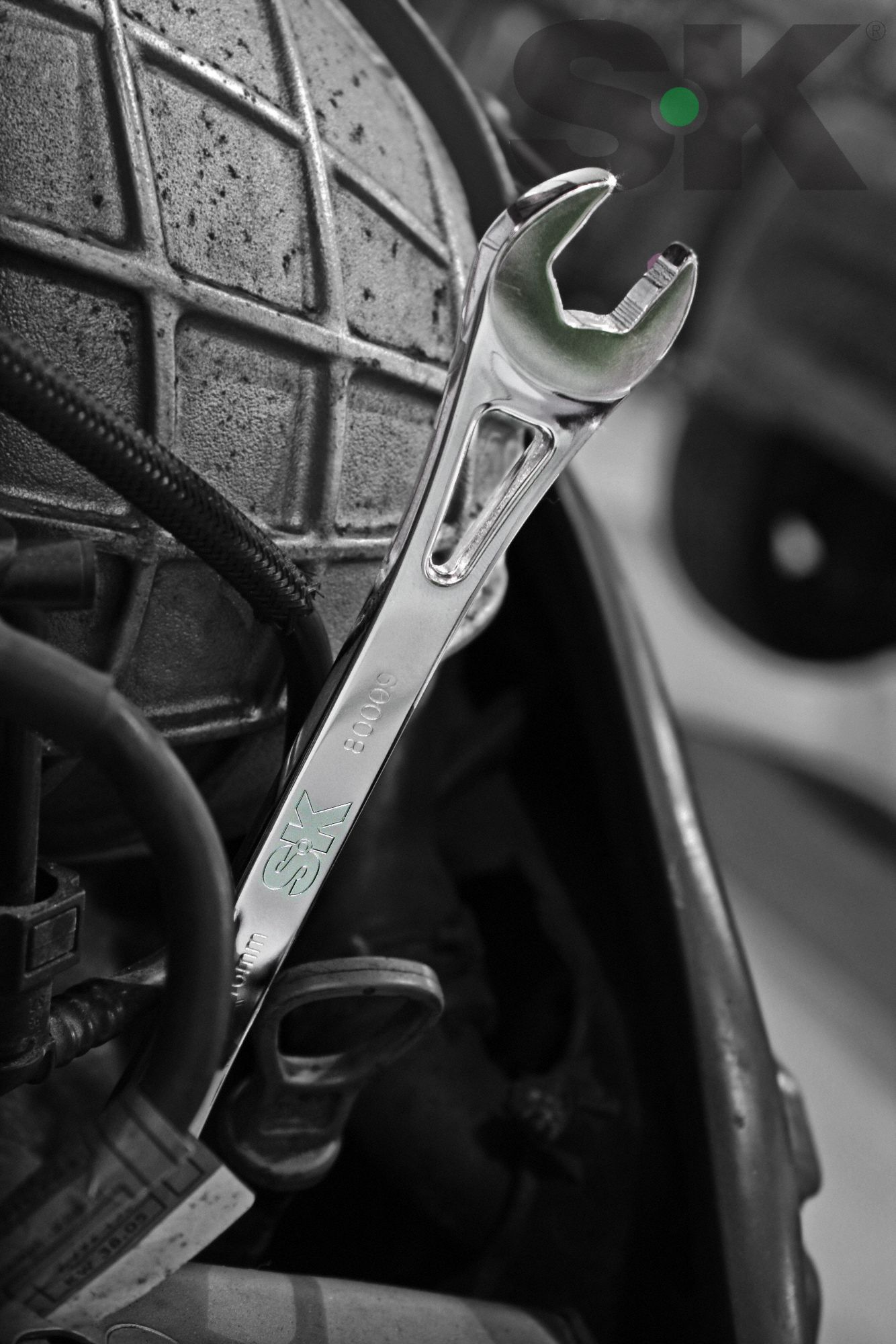 SK PROFESSIONAL TOOLS Combination Wrench Set Alloy Steel, Chrome, 12 Tools, Std, Storage Rack