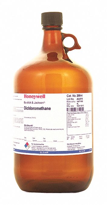 Dichloromethane: ACS/HPLC, 4 L, 75-09-2, 100% Concentration, Solvent, Liquid, Bottle, Glass, 1