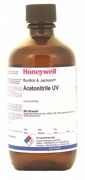 Acetonitrile: Trace Metal, 1 L, 75-05-8, 100% Concentration, Solvent, Liquid, Bottle, Glass, 6