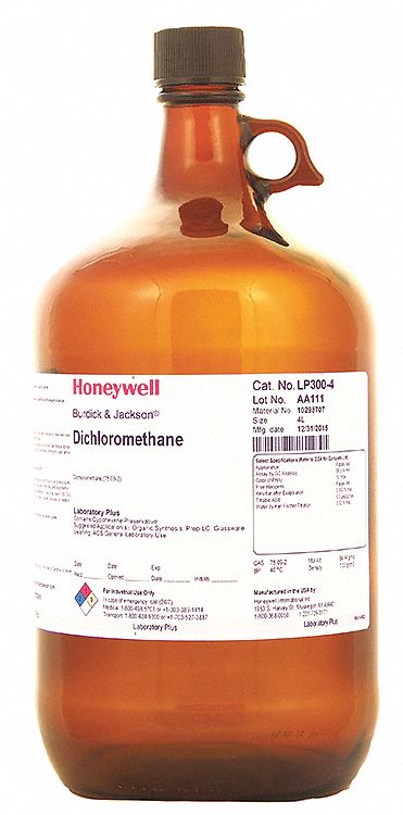 Dichloromethane: ACS, 4 L, 75-09-2, 100% Concentration, Solvent, Liquid, Bottle, Glass, 1