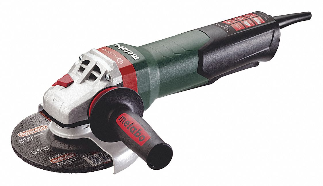 METABO Angle Grinder, 6 in Wheel Dia., 15 Amps, 120V AC, 9,600 RPM No
