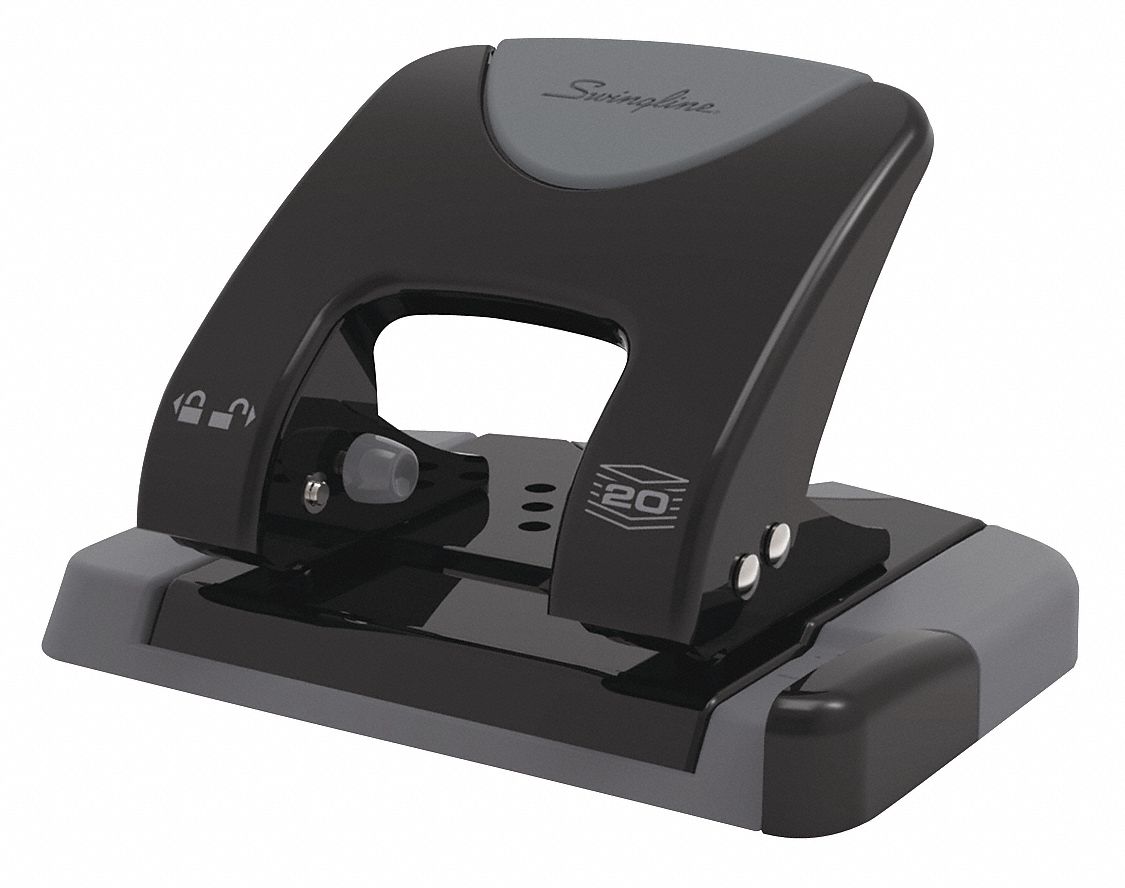 Two-Hole Paper Punch 20 Sheets Blck/Gray