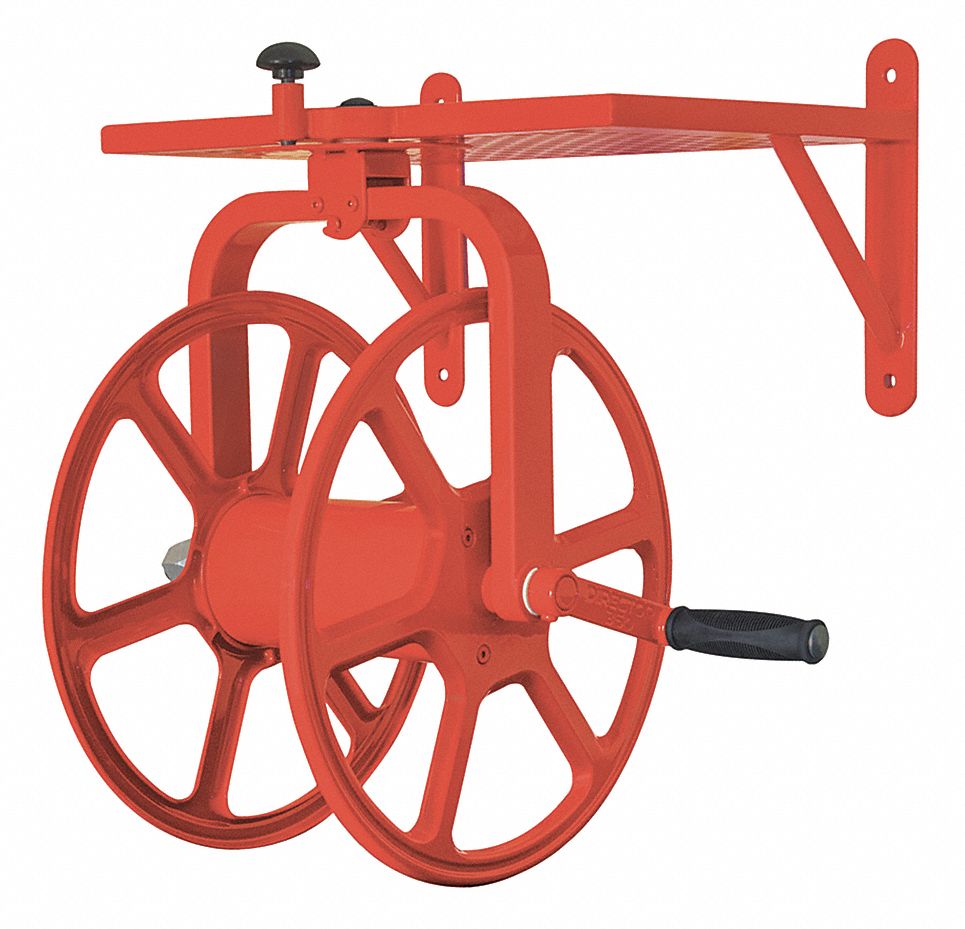 Garden Hose Reel: 150 ft (5/8 in I.D.), 5 1/2 in Reel Dia, Red, 150 psi Max  Op Pressure