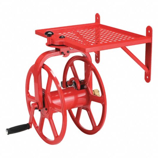 Garden Hose Reel: 175 ft (5/8 in I.D.), 15 in Reel Dia, Tan, 2 Wheels, 150  psi Max Op Pressure