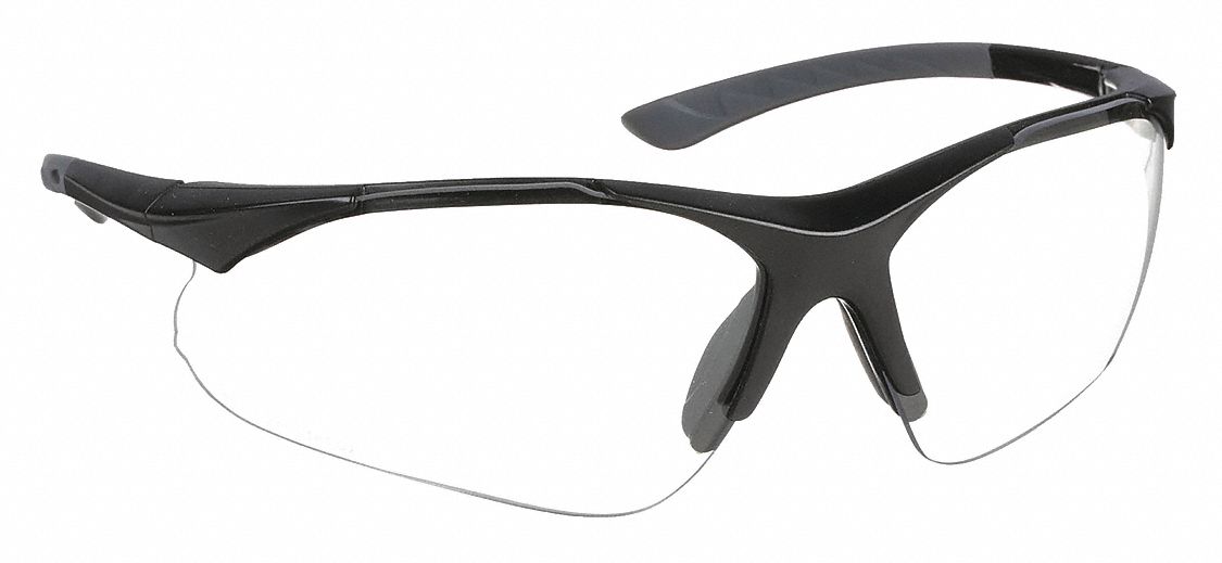 LUNETTES DE LECTURE DE SÉCURITÉ, DEMI-MONTURE, ENVELOPPANTES, PC, ANTIRAYURES, NOIR/TRNSP, +2,00, M