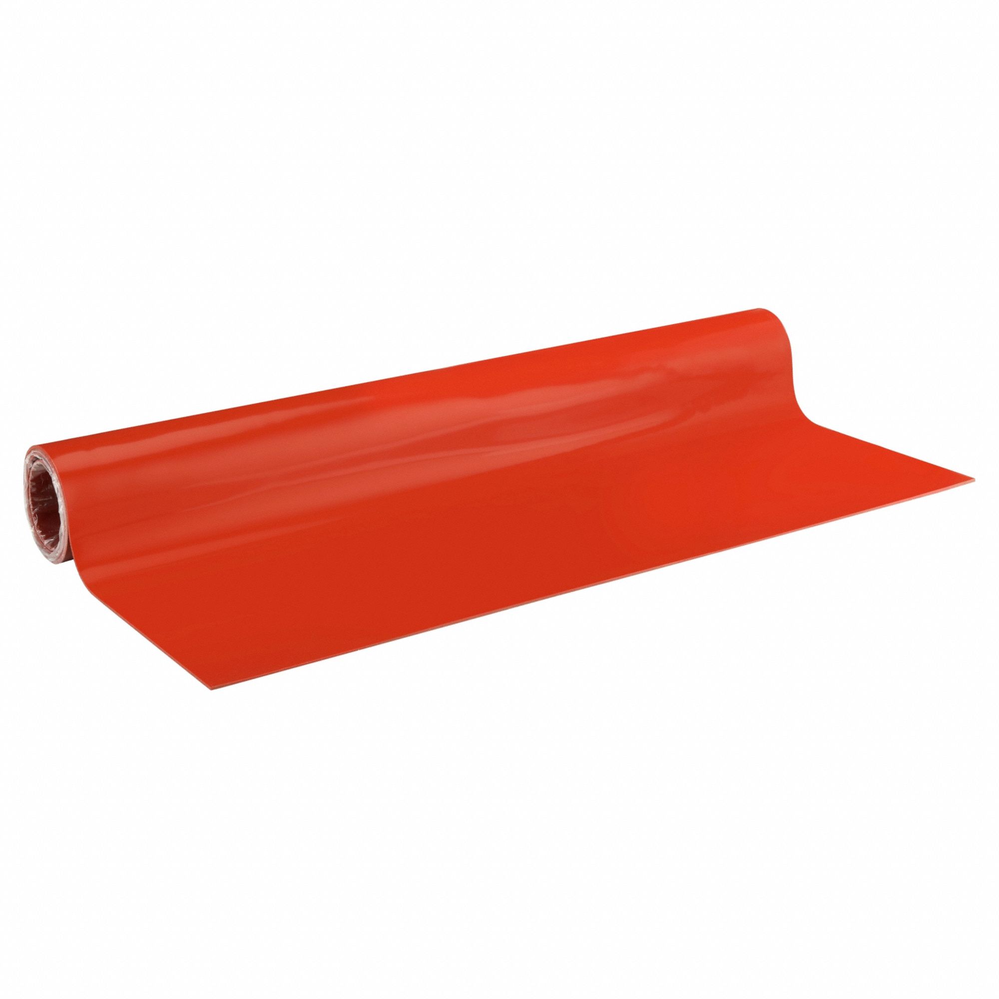 Rubber Roll: Silicone, Std, 1/8 in Thick, 36 in x 60 in, Red, 30 Shore A Durometer, Plain, Smooth