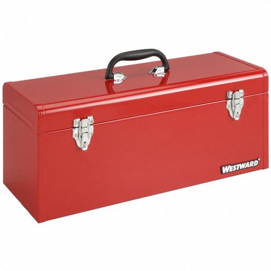 WESTWARD Tool Box: 20 in Overall Wd, 8 in Overall Dp, 9 in Overall Ht,  Padlockable, Red