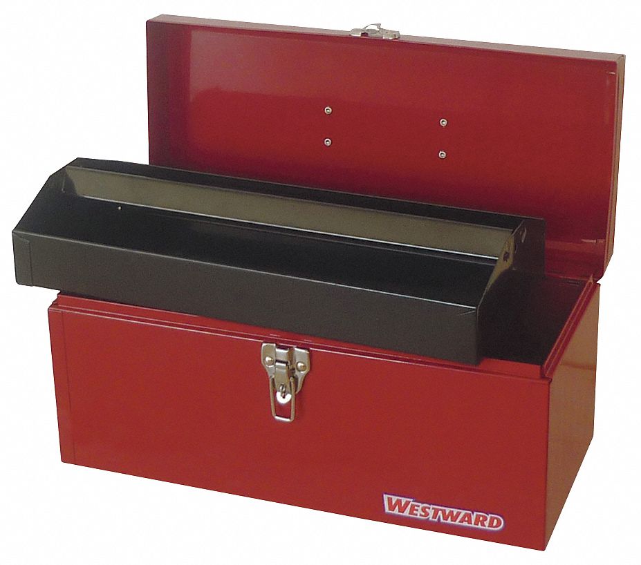 WESTWARD Steel Portable Tool Box, 7 1/2 in Overall Height, 16 in