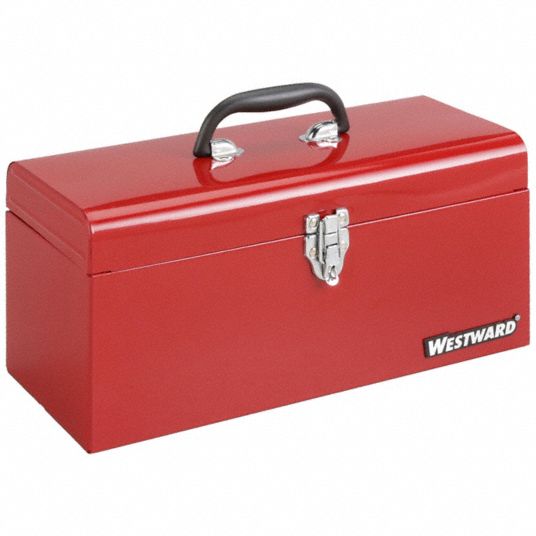 918125-3 Westward Plastic, Steel Portable Tool Box, 13-3/4H x 20-1/2W x  8-5/8D, 1900 cu., Red