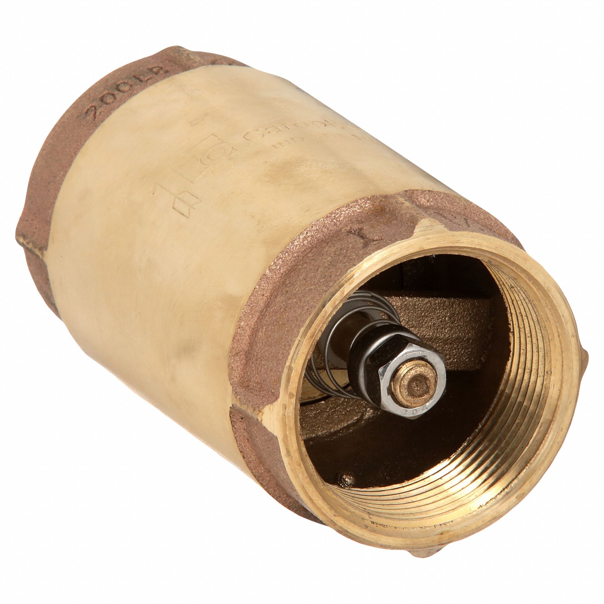 SPRING CHECK VALVE, POPPET, INLINE VALVE BODY, 1½ IN PIPE, FNPT X FNPT, BRASS, NPT