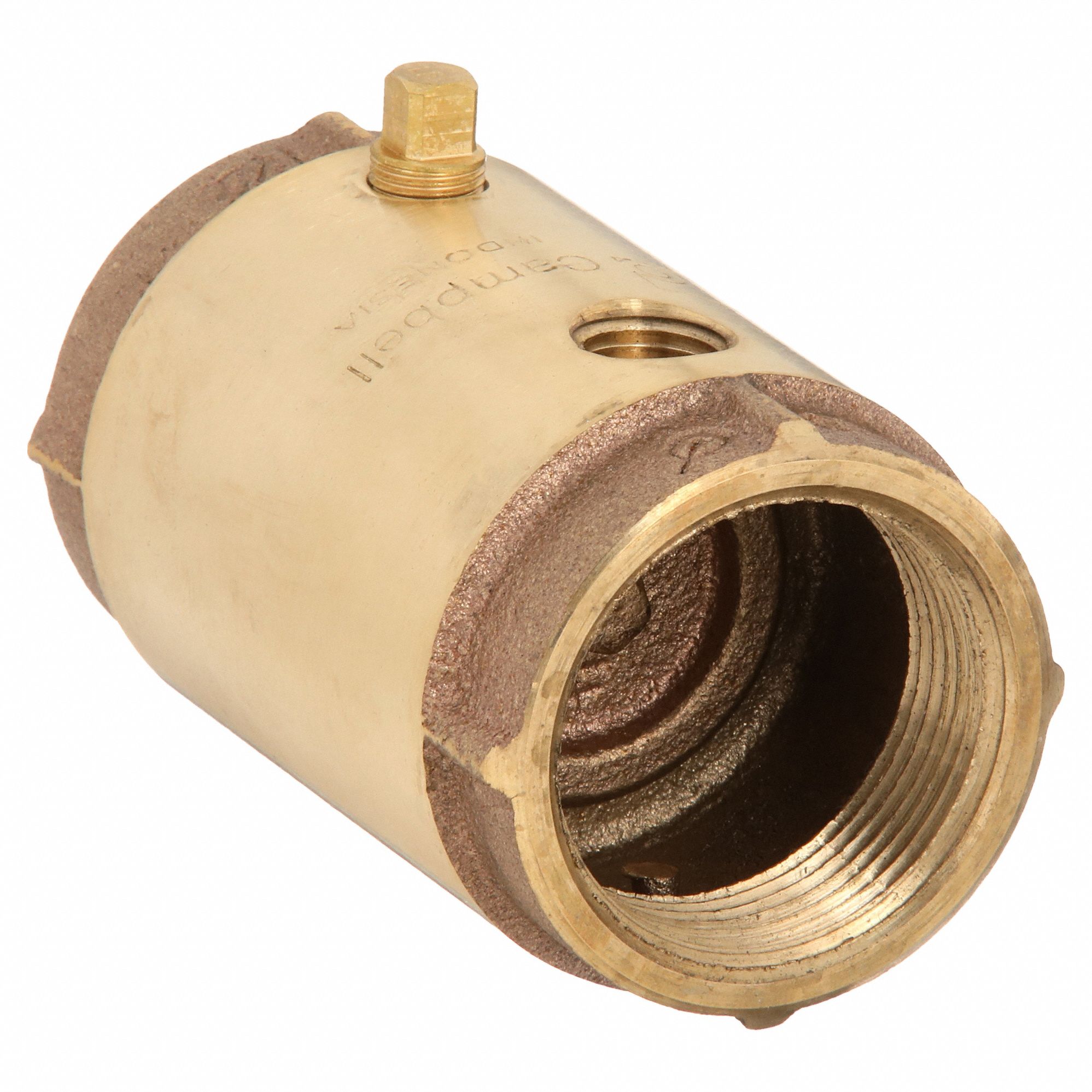 SPRING CHECK VALVE WITH TAPS, POPPET, INLINE VALVE BODY, 1¼ IN PIPE, FNPT X FNPT