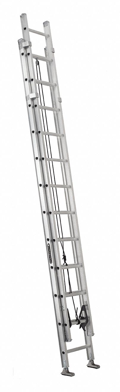 Extension Ladder: 24 ft Ladder Size, Aluminum, 375 lb Load Capacity, 52 lb Wt