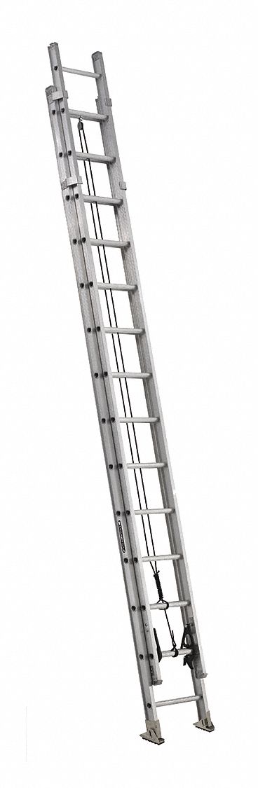 Extension Ladder: 28 ft Ladder Size, Aluminum, 375 lb Load Capacity, 59 lb Wt